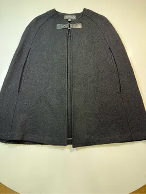 Nanette Lepore Wool Blend Dark Charcoal Cape Coat with Buckle thumbnail 2