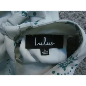 Lulus‎ Halter Mini Dress Large White Teal Blue Boho Mandala Medallion Print thumbnail 6
