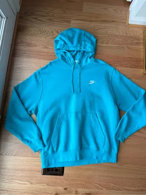 Nike Sportswear Club Fleece Turquoise Aqua Hoodie Pullover Size L thumbnail 2