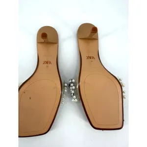Zara Kitten Heel Women Size 39 Clear Pearl Embellished Wedding Glam Blogger Fave thumbnail 3