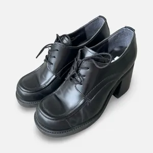 Vintage Y2K Steve Madden Black Leather Chunky Heel Oxford Shoes Size 7.5 grunge thumbnail 4