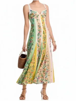 Christian Lacroix Linen Floral Midi Dress | Yellow, Mint & Pink | Size 6🌼💗 thumbnail 2