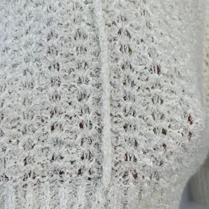 Time and Tru Large L 12-14 Tape Yarn Sweater Cream V-Neck Open Knit Pullover thumbnail 5