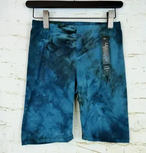 Leggings Depot Biker Shorts Women M Blue Black Tie Dye Pull On Stretch 23X8 Boho thumbnail 1