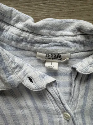 a.n.a White Button-Down Shirt with Light Blue Stripes thumbnail 2