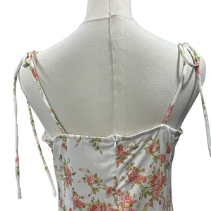 KUTUMAI Women's Summer Floral Bodycon Maxi Dress NWT Coquette Spaghetti Strap LG thumbnail 7