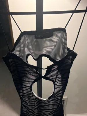SHEIN Black Zebra-Print Cutout Mini Dress thumbnail 3