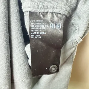 Uniqlo Linen Blend Button Front Oversized Shirtdress Size Small Lagenlook Gray‎ thumbnail 7