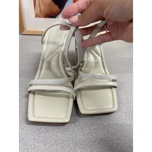 Marc Fisher 6.5 Light Gray Mahima Strappy Tapered Heel Square Toe Dress Sandals thumbnail 5
