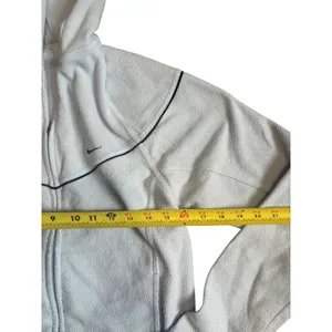 Vintage Nike Womens L Baby Blue Fleece Full Zip Hoodie Black Piping Y2K thumbnail 2