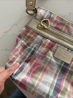 Vintage Coach Plaid Signature C Optic Canvas Shoulder/Crossbody Bag thumbnail 13