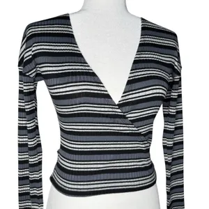 Free People Small Always‎ With Me Striped Faux Wrap Long Sleeve Tee thumbnail 6