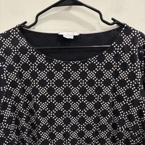 Boden Black Cream Geometric Dot‎ Long Sleeve Modal Cotton Jersey Shift Dress 16 thumbnail 3