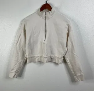 Reformation Quarter‎ Zip Cropped Sweatshirt Size Small thumbnail 1