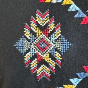 Savanna Jane Womens‎ Small Black Southwestern Embroidered Fringe Hem Top Blouse thumbnail 7