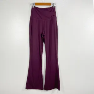 Quince Burgundy Flare Leggings Women Small High‎ Rise Crossover Waist Yoga Pants thumbnail 2