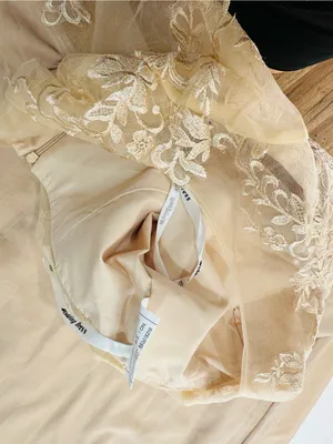 Elegant Lace Bodice Chiffon Evening Dress - Beige thumbnail 14