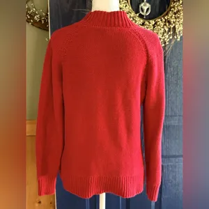 Chaps Red Cowl Neck Cable Knit Sweater Size M thumbnail 4