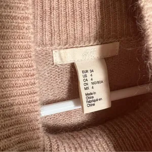 H&M Women's Size 4 Mohair-Blend Polo-Neck Jumper Sweater‎ Light Beige Wool thumbnail 10