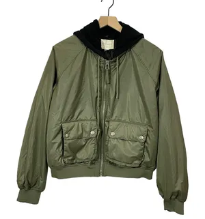 Aeropostale Hooded Bomber Jacket - Green - Large thumbnail 1