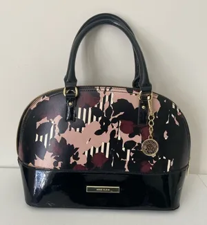 Anne Klein‎ women’s floral pink burgundy black gold hardware shoulder purse zip thumbnail 1