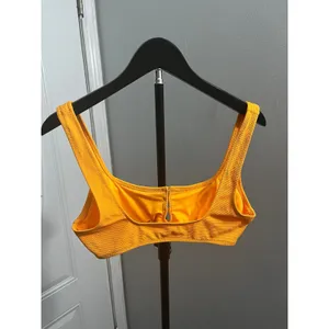 Aerie Yellow Textured Button Front Bikini Top only thumbnail 2