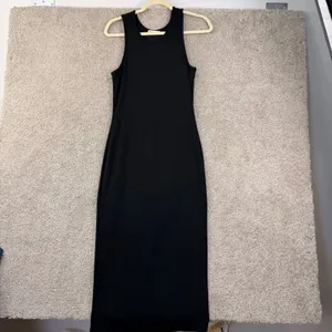 Marine Layer Dress Womens M Black Ribbed Maxi Minimalist Quiet Luxury Bodycon thumbnail 2