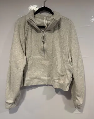 Light Grey Lululemon funnel neck Scuba Half-Zip Pullover Hoodie thumbnail 1