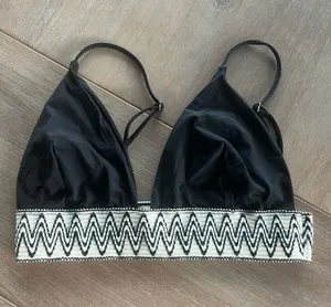 Topshop zigzag design band black bikini top thumbnail 1