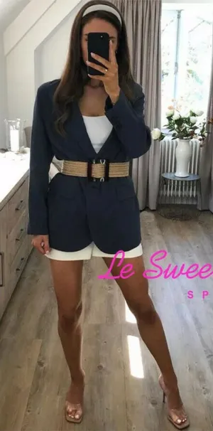 Zara OVERSIZED FLOWY BLAZER NAVY BLUE NEW thumbnail 1