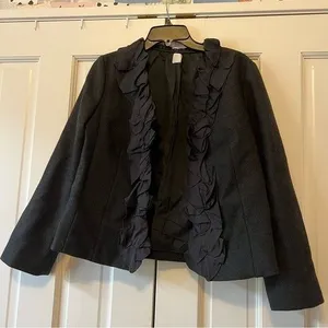 J. Crew Wool & Silk Ruffle Front Coat Size 10 thumbnail 1