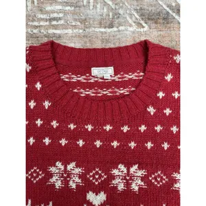 Fat Face UK Wool Blend Fair Isle Red Cream Reindeer Ski Resort Sweater Size 18 thumbnail 15