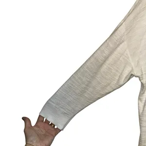 LOFT White Cotton‎ Split Neck Medium Lightweight Knit Top thumbnail 2