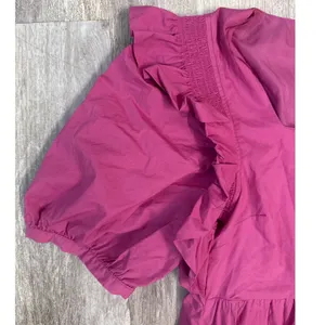 English Factory Magenta Pink Tiered‎ Midi Dress Ruffle Puff Sleeve Square Neck thumbnail 5
