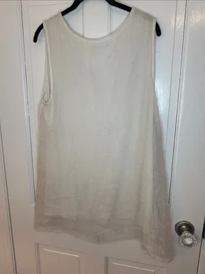 Soft Surroundings Cream Sequin Embroidered Sleeveless Silk Tunic size‎ MP EUC thumbnail 4