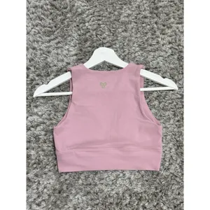 Golden Aritzia Pink V-Neck Sports Bra Crop Top Activewear Padded Bralette XS thumbnail 3