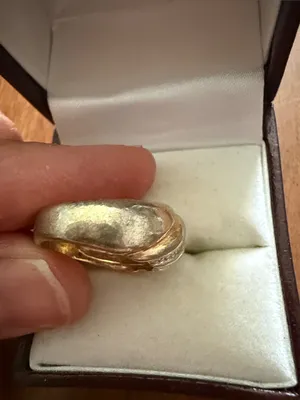 Vintage 14 KT GE Gold-Tone/Silver-Tone Ribbed Dome Ring Size 4 3/4 thumbnail 6