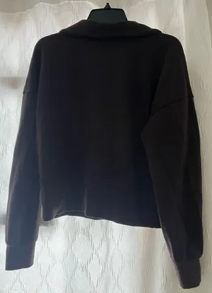 Universal Threads Chocolate Brown Cropped Quarter Zip thumbnail 2