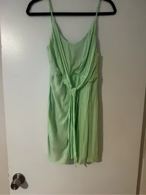 Olivaceous Light Lime Colored Knot-Front Slip Mini Dress thumbnail 2