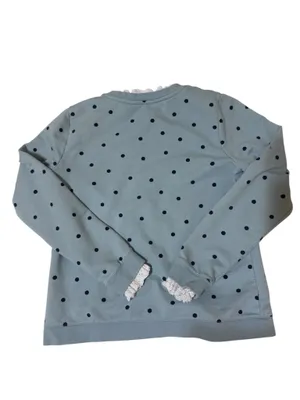 Boden blue polka dot sweatshirt with lace trim #polkadot #lacetrim #sweatshirt thumbnail 3