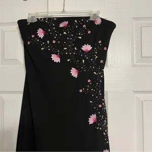 ONYX Nite Black Floral Strapless Prom Dress thumbnail 4