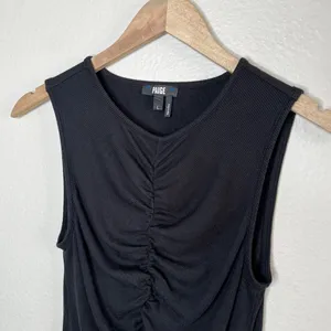 Paige Womens Sidonia Black Sleeveless Ruched Tank Top Size Large thumbnail 3
