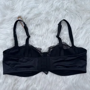 Skims Stretch Satin Lace Unlined Balconette Bra Onyx Size 42DD thumbnail 6