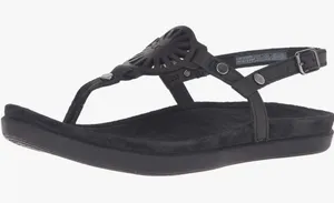 UGG Ayden Thong Sandals 7 Black Suede Leather Medallion Slingback Boho Summer thumbnail 1