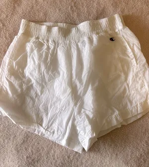 Champion White Women's Athletic Shorts with Small Logo thumbnail 1