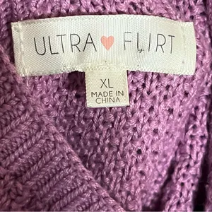 Ultra Flirt Crochet Knit Tie Halter Neck Dress‎ Junior Size XL Pink Purple Color thumbnail 8