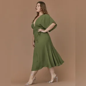 Reformation Karen Wrap Dress‎ in Moss NWT S thumbnail 3