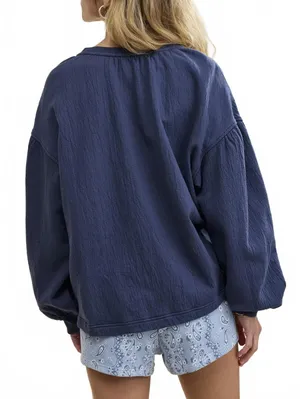 AE Aerie Easy Street Sweatshirt American Eagle NWT Fresh Bright Blue XS thumbnail 4