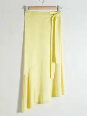 & Other Stories Asymmetric Satin Midi Skirt - Butter Yellow - Size 0 thumbnail 2