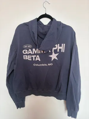 Gamma Phi Beta Columbia MO Graphic Hoodie - Navy with Cream Print thumbnail 2